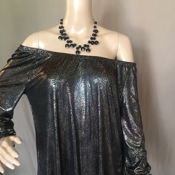 LuLaroe Eve Black Iridescent Dress Size Small long sleeves - Picture 10 of 16